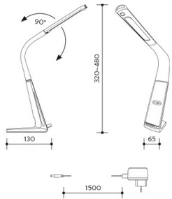 LED Dimmelhető asztali lámpa vezeték nélküli töltéssel LORD EVO LED/8W/230V fehér