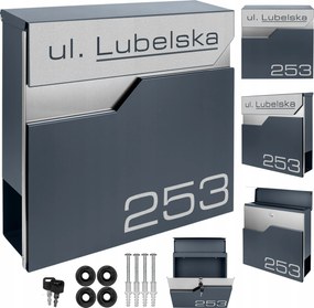 Postaláda Házszámmal, Személyre Szabható, Antracit XXL
