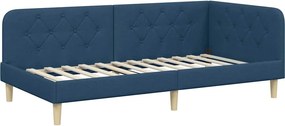 vidaXL Sarokágy keret fejtámlával Kék 90 x 200 cm szövet