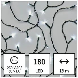 LED karácsonyi fényfüzér, 18 m, kültéri és beltéri, hideg fehér, időzítő