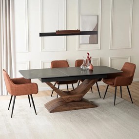 ALICANTE asztal 160–200 cm, fekete márvány / dió