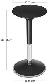 Irodai szék, ergonomikus szék, 56-81 cm magasságban állítható, fekete