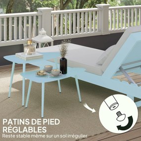 Outsunny 2 db-os kert kávézóasztal szett, háromszög alakú egymásba rakható oldalasztalok, acélváz, állítható lábak erkélyhez, teraszhoz, kerthez, vilá