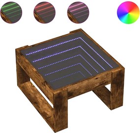 vidaXL füstös tölgy végtelen hatású LED-es dohányzóasztal 50x53x30 cm