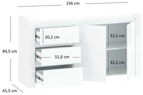 Komód Leona 2D3S (fényes fehér). 1053001