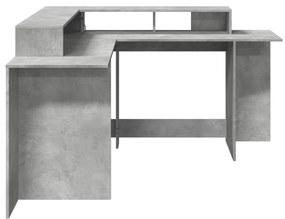 betonszürke szerelt fa íróasztal LED-világítással 152x152x91 cm