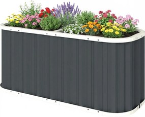 Outsunny horganyzott acél emelt magaságyás, 136 x 53 x 61 cm — extra mély, biztonsági élekkel, növénycímkékkel és kesztyűvel, nyitott aljú, könnyű öss