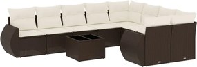 vidaXL 10 részes barna polyrattan kerti ülőgarnitúra párnákkal