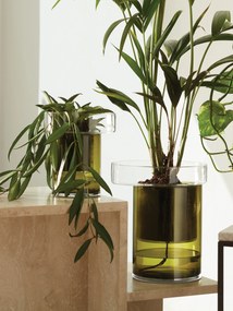 LSA International Erkélyes önöntöző virágtartó, H. 19 cm, Ø16 cm, tiszta/olíva zöld - LSA nemzetközi