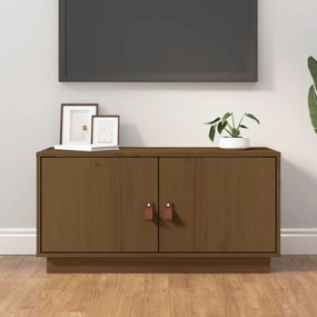 mézbarna tömör fenyőfa TV-szekrény 80x34x40 cm