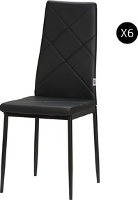 HOMCOM 6 db kárpitozott mag háttámlás étkezőszék, konyhai székek műbőrből gyémánttűzéssel, csúszásmentes lábak és acél lábak étkezőbe, 41x50x97 cm, fe