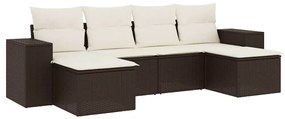 vidaXL 6 részes barna polyrattan kerti ülőgarnitúra párnával