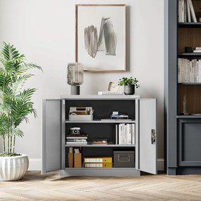 Alacsony fém irattartó szekrény BEATA, 900 x 930 x 400 mm, szürke