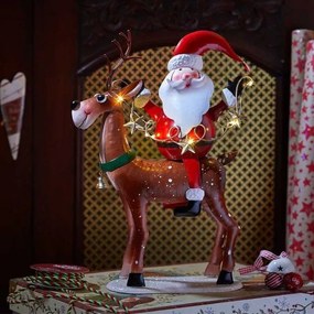 Elemes karácsonyi Télapó a rénszarvason világítással 48 cm