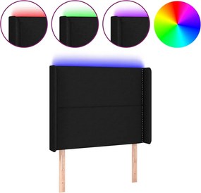 vidaXL fekete szövet LED-es fejtámla 93x16x118/128 cm