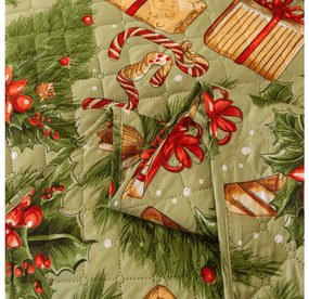 Ágytakaró mintával CHRISTMAS PRESENTS, zöld Méret: 220 x 240 cm