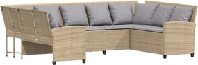 vidaXL bézs polyrattan kerti kanapé párnával
