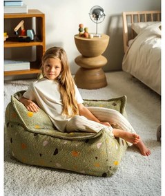 Zöld buklé-zsenília gyerek babzsákfotel Terrazzo Chair – Wigiwama