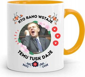 Donald Tusk Sárga Bögre Platform Ajándék fényképes nyomtatással