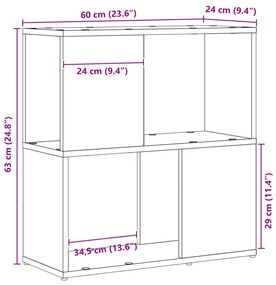 Könyvespolc Fekete tölgy 60x24x63 cm Mérnök Fa