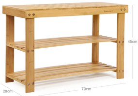 REGINA bambusz pad cipőtartóval, 70x28x45cm, természetes fa SongmicsHome