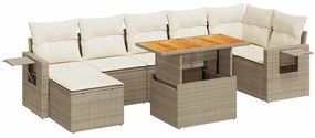 vidaXL 8 részes bézs polyrattan kerti ülőgarnitúra párnával