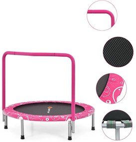 Összecsukható gyerek trambulin fogantyúval, rózsaszín