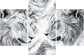 Kép - Rajzolt oroszlánfejek (90x60 cm)