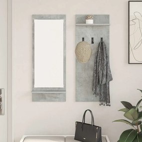 Fali Kabáthorog polcokkal Beton szürke 70 x 10 x 90 cm Faanyag