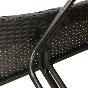 fekete polyrattan napozóágy párnákkal 114x205x73 cm