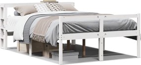 vidaXL fehér tömör fenyőfa ágy időseknek fejtámlával 140x190 cm