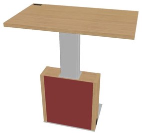 Verno+ S állítható magasságú tárgyalóasztal 120 x 70 cm, világos tölgy / piros