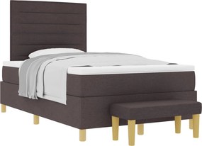 vidaXL Boxrugós ágy matracmal sötétbarna 120 x 190 cm szövet