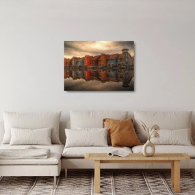 Színes házak képe (üvegen) (70x50 cm)