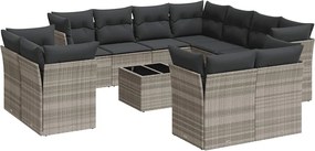 vidaXL 12 részes világosszürke polyrattan kerti ülőgarnitúra párnával