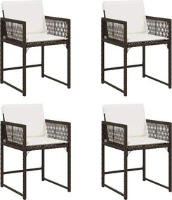 vidaXL 4 db barna polyrattan kerti szék párnával