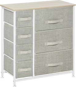 HOMCOM 7 fiókos szövetfiókos tárolószekrény hálószobába, nappaliba, folyosóra 63,5x30x71 cm Szürke | Aosom