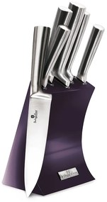6-részes rozsdamentes acél konyhai kés készlet állvánnyal PURPLE 20276