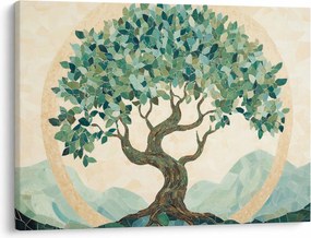 Kép – Elegáns mozaik fával (70x50 cm)