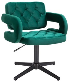 HR8403CROSS Sötétzöld modern velúr szék fekete lábbal