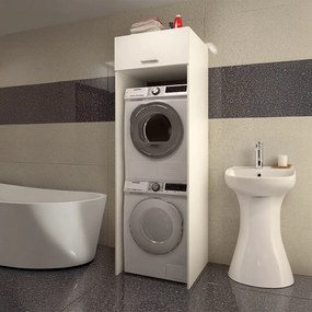 Szekrény mosógép és szárítógép fölé, fehér, JERGI