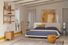 Bézs kárpitozott franciaágy 180x200 cm Odum – Kave Home