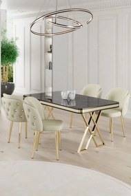 Rigel étkezőgarnitúra, fekete márvány-arany, 130 cm – TR240CHR2235