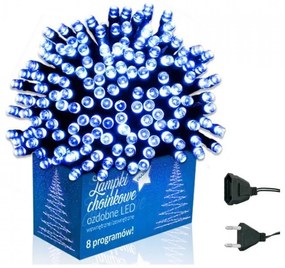 ShopJK KARÁCSONYI FÉNYLÁNC 200x LED, 12,7 M, KÉK, KÜLTÉR/ BELTÉR, 8 FÉNYMÓD 8002NIEB