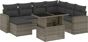 vidaXL 8 részes szürke polyrattan kerti ülőgarnitúra párnákkal