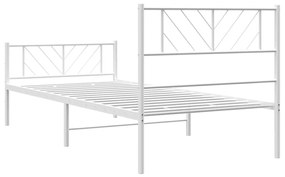 fehér fém ágykeret fej- és lábtámlával 75 x 190 cm