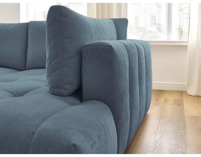 Kék kinyitható-tárolóhelyes sarokkanapé (jobb oldali-L alakú) Fuji – Bobochic Paris