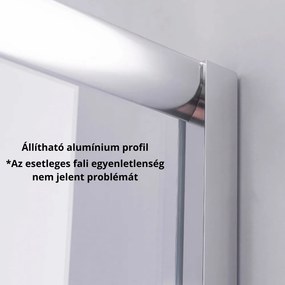 Stuxi Torino 80x70 aszimmetrikus szögletes nyílóajtós zuhanykabin 6 mm vízlepergető biztonsági üveggel, króm elemekkel, 200 cm magas