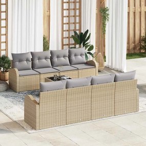 Kerti Kanapé Szett 7 pcs Bézs 55 x 55 x 37 cm polirattan