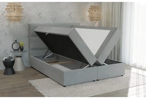 Világosszürke ágyneműtartós boxspring ágy 140x200 cm Lola – Ropez